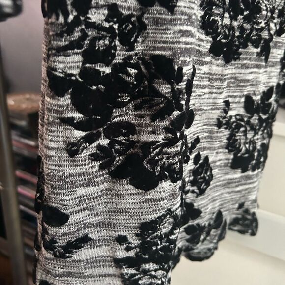 Y2K Mystic Elegant Black and Gray Velvet Floral Dress M - Picture 12 of 16